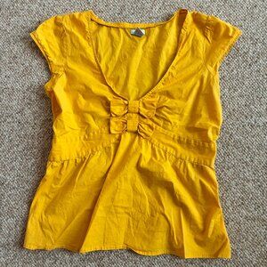 Odille Yellow Shirt Top Cotton Women 10 with bows